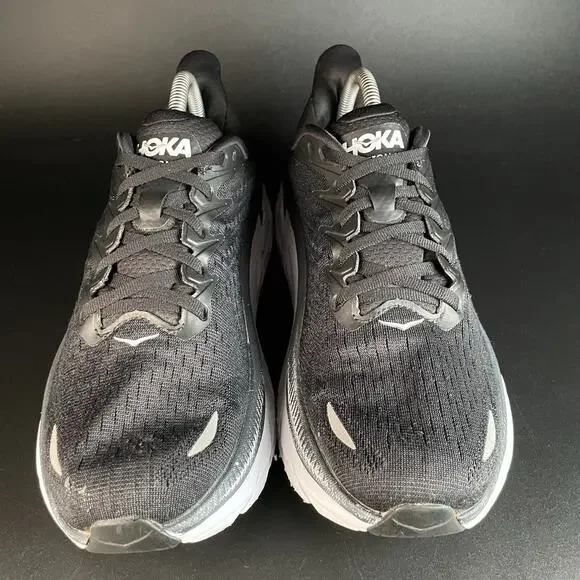 Hoka One One Clifton 8 Womens Size 9 B Black White Athletic Shoe Running Sneaker - Picture 2 of 9